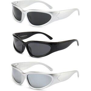 Y2K 3Pack Polarized Sunglasses Unisex Wrap Around Fashion Sport Shades UV400